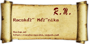 Racskó Mónika névjegykártya